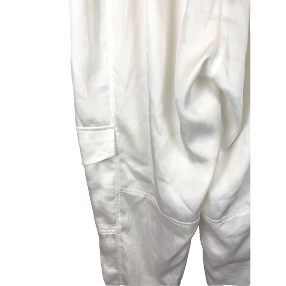 AllSaints Freda Satin Cargo Joggers 6 Ecru Pull On Elastic Waist 90s Y2K - Picture 12 of 16